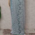 Powder Blue French Chantilly Lace Saree 110cm