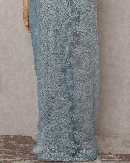 Powder Blue French Chantilly Lace Saree 110cm