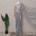 Steel Grey French Chantilly Lace Saree 110cm