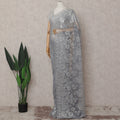 Steel Grey French Chantilly Lace Saree 110cm