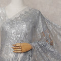 Steel Grey French Chantilly Lace Saree 110cm