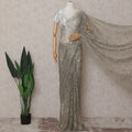 Antique Gold Shimmer French Chantilly Lace Saree 110cm