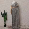 Gunmetal Grey French Chantilly Paisley Lace Saree