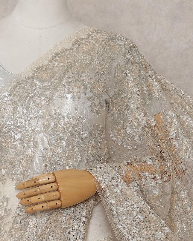 Champagne Gold French Chantilly Lace Saree Piece