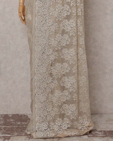 Champagne Gold French Chantilly Lace Saree Piece