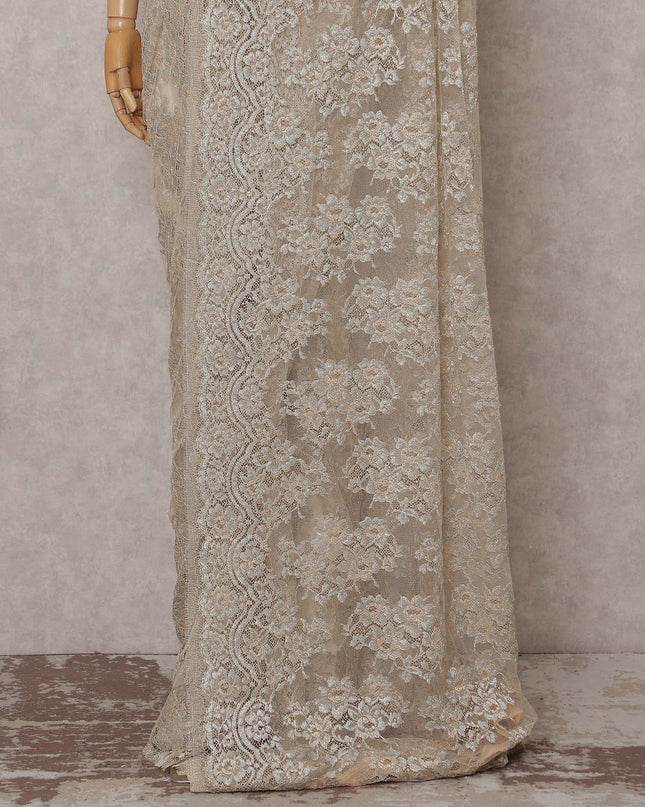 Champagne Gold French Chantilly Lace Saree Piece
