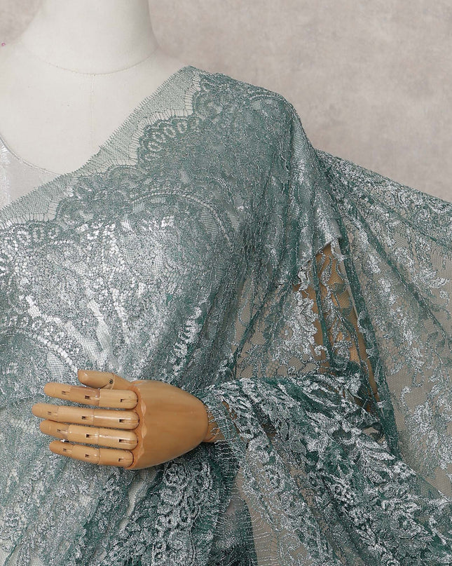 Deep Bottle Green Chantilly Lace Saree - D31629