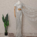 Metallic Silver Chantilly Lace Saree | Regal Fabrics