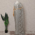 Bright Silver French Chantilly Lace Saree 110cm