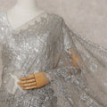 Bright Silver French Chantilly Lace Saree 110cm