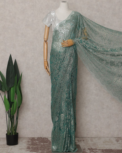 Sea Green French Chantilly Lace Saree 110cm