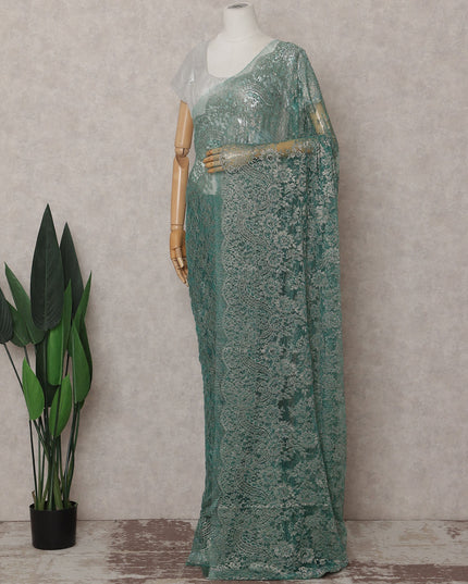 Sea Green French Chantilly Lace Saree 110cm