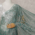 Sea Green French Chantilly Lace Saree 110cm