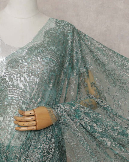 Sea Green French Chantilly Lace Saree 110cm