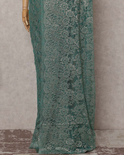 Sea Green French Chantilly Lace Saree 110cm
