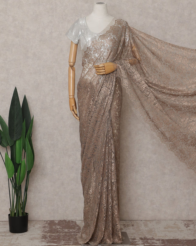 Antique Copper French Chantilly Lace Saree 110cm