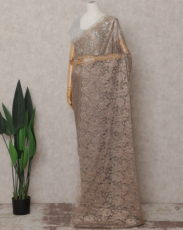 Antique Copper French Chantilly Lace Saree 110cm