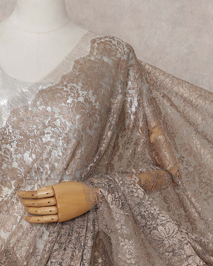Antique Copper French Chantilly Lace Saree 110cm