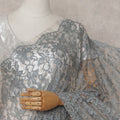 Metallic Silver French Chantilly Lace Saree