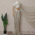 Champagne Beige French Chantilly Lace Saree