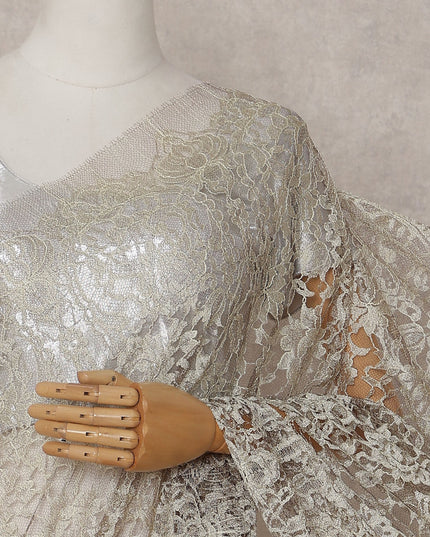 Champagne Beige French Chantilly Lace Saree