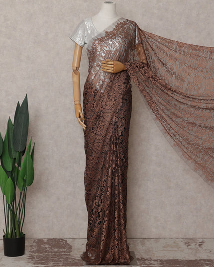 Antique Copper French Chantilly Lace Saree