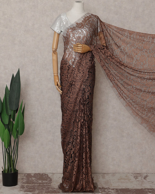 Antique Copper French Chantilly Lace Saree