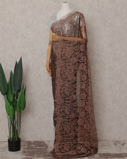 Antique Copper French Chantilly Lace Saree