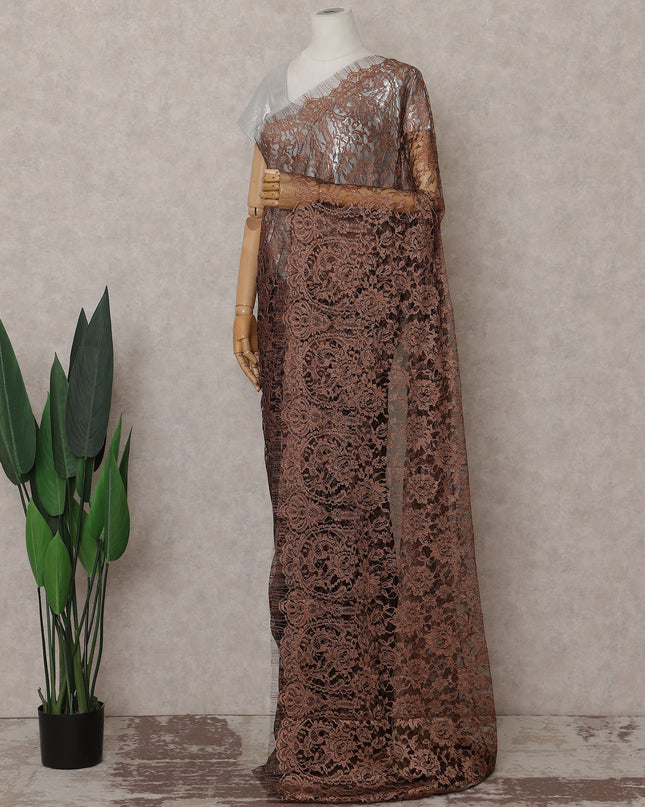 Antique Copper French Chantilly Lace Saree