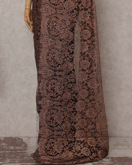 Antique Copper French Chantilly Lace Saree
