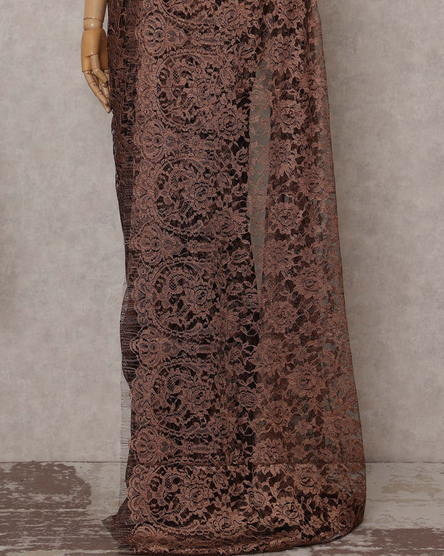 Antique Copper French Chantilly Lace Saree