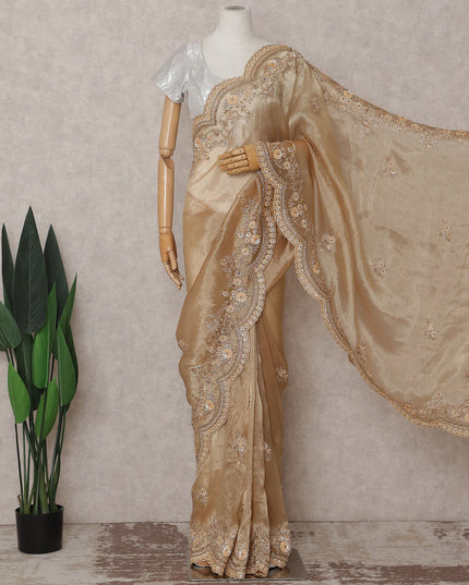 Rich Gold Pure Silk Organza Saree 110cm