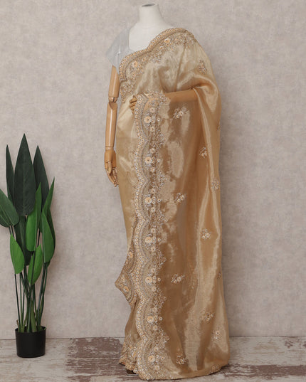 Rich Gold Pure Silk Organza Saree 110cm
