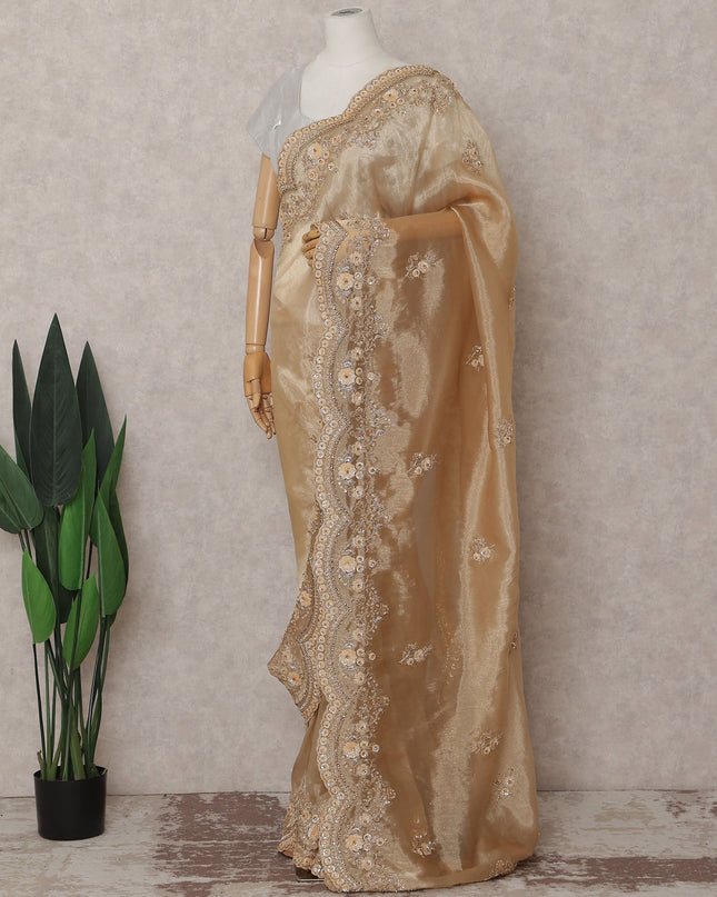 Rich Gold Pure Silk Organza Saree 110cm