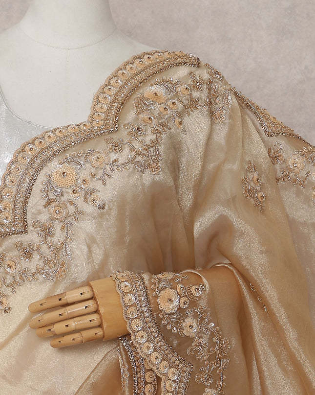 Rich Gold Pure Silk Organza Saree 110cm