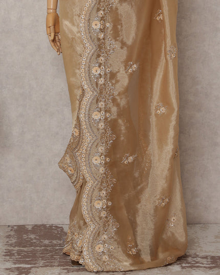 Rich Gold Pure Silk Organza Saree 110cm