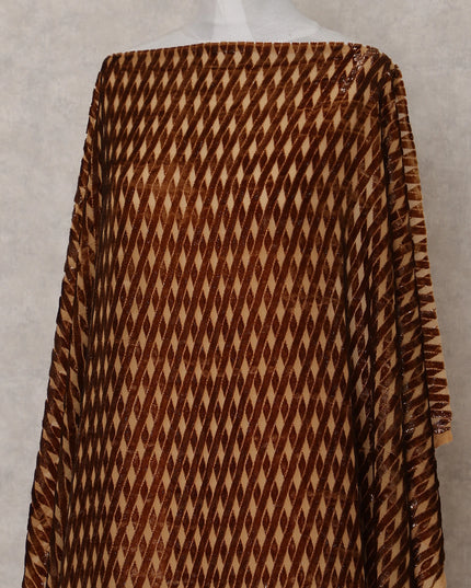 Bronze Copper Burnout Pure Silk Chiffon Velvet Makmal Dirac Fabric Rich Textured Piece 140cm Width Premium Quality Korean Fabric - D30750 Regal Fabrics