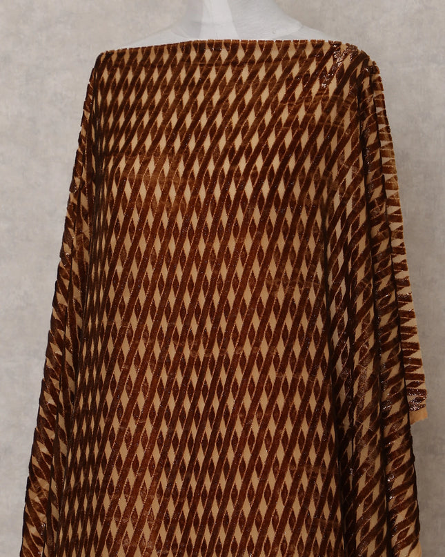 Bronze Copper Burnout Pure Silk Chiffon Velvet Makmal Dirac Fabric Rich Textured Piece 140cm Width Premium Quality Korean Fabric - D30750 Regal Fabrics