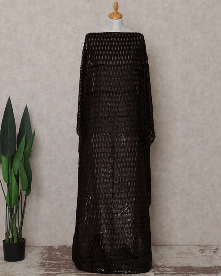 Espresso Brown Burnout Pure Silk Chiffon Velvet Makmal Dirac Fabric Rich Textured Piece 140cm Width Premium Quality Korean Fabric - D30753 Regal Fabrics