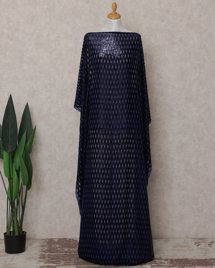 Indigo Purple Burnout Pure Silk Chiffon Velvet Makmal Dirac Fabric Rich Textured Piece 140cm Width Premium Quality Korean Fabric - D30751 Regal Fabrics