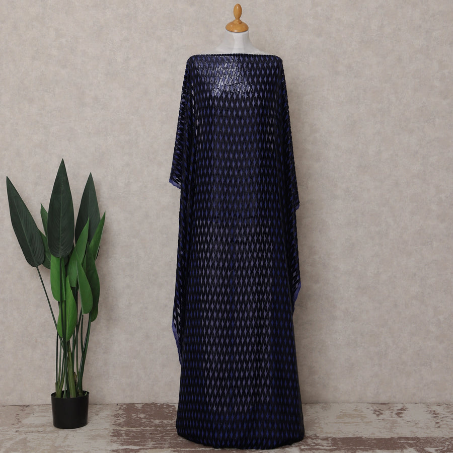 Indigo Purple Burnout Pure Silk Chiffon Velvet Makmal Dirac Fabric Rich Textured Piece 140cm Width Premium Quality Korean Fabric - D30751 Regal Fabrics