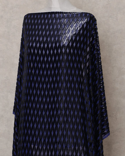 Indigo Purple Burnout Pure Silk Chiffon Velvet Makmal Dirac Fabric Rich Textured Piece 140cm Width Premium Quality Korean Fabric - D30751 Regal Fabrics