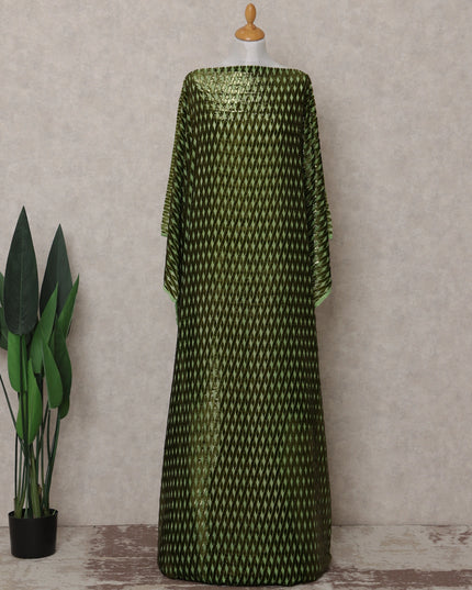 Olive Green Burnout Pure Silk Chiffon Velvet Makmal Dirac Fabric Rich Textured Piece 140cm Width Premium Quality Korean Fabric - D30755 Regal Fabrics