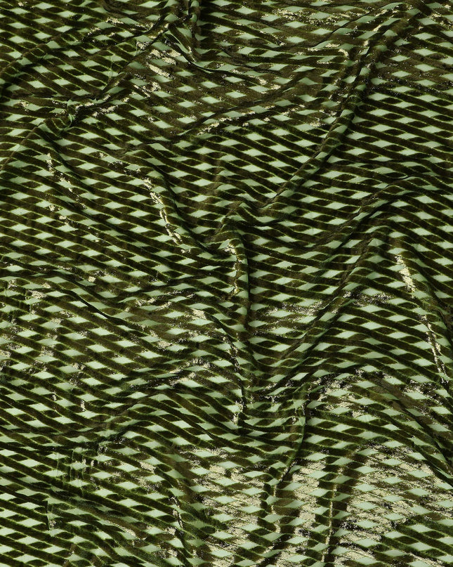 Olive Green Silk Velvet Dirac Fabric 140cm