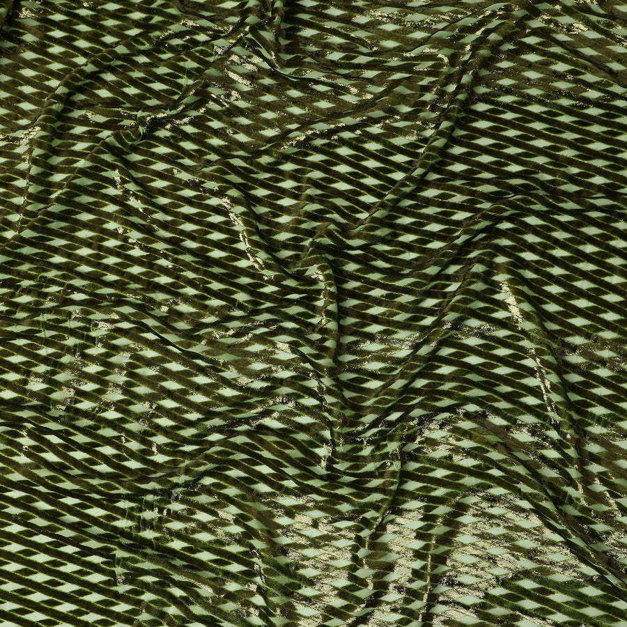 Olive Green Silk Velvet Dirac Fabric 140cm