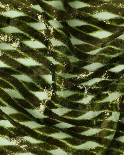 Olive Green Silk Velvet Dirac Fabric 140cm