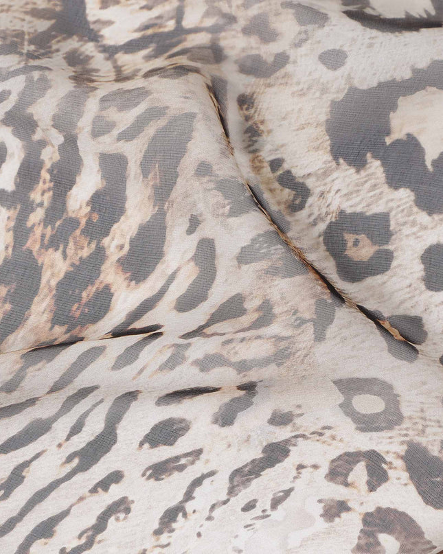 Ash Grey Animal Print Silk Chiffon Fabric 110cm