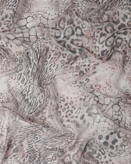 Mauve Grey Animal Print Silk Chiffon Fabric 110cm