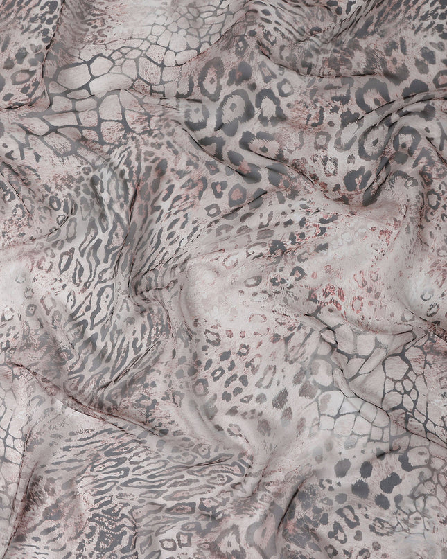 Mauve Grey Animal Print Silk Chiffon Fabric 110cm