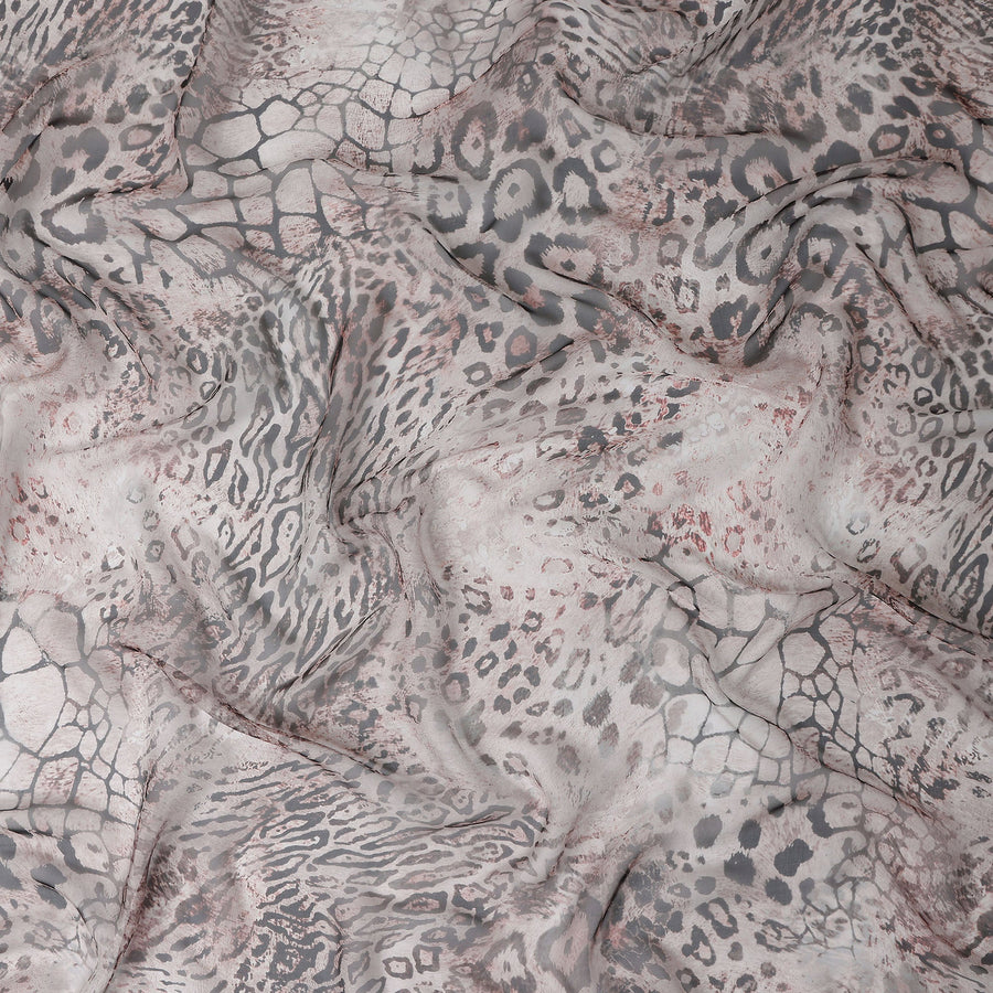 Mauve Grey Animal Print Silk Chiffon Fabric 110cm
